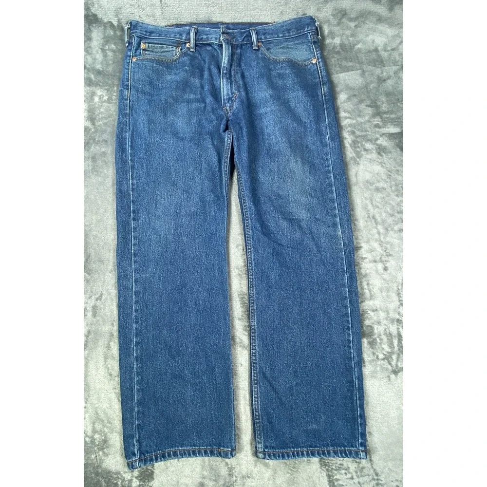 Levis 505 Regular Fit Straight Leg Jeans Mens 38x28 Blue Stretch Denim Fade EUC‎